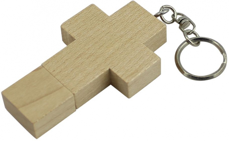 деревянная флешка, Esch, крест бежевая фото 2