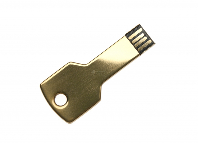 металлическая флешка, Loig, ключ, золотистая фото 2